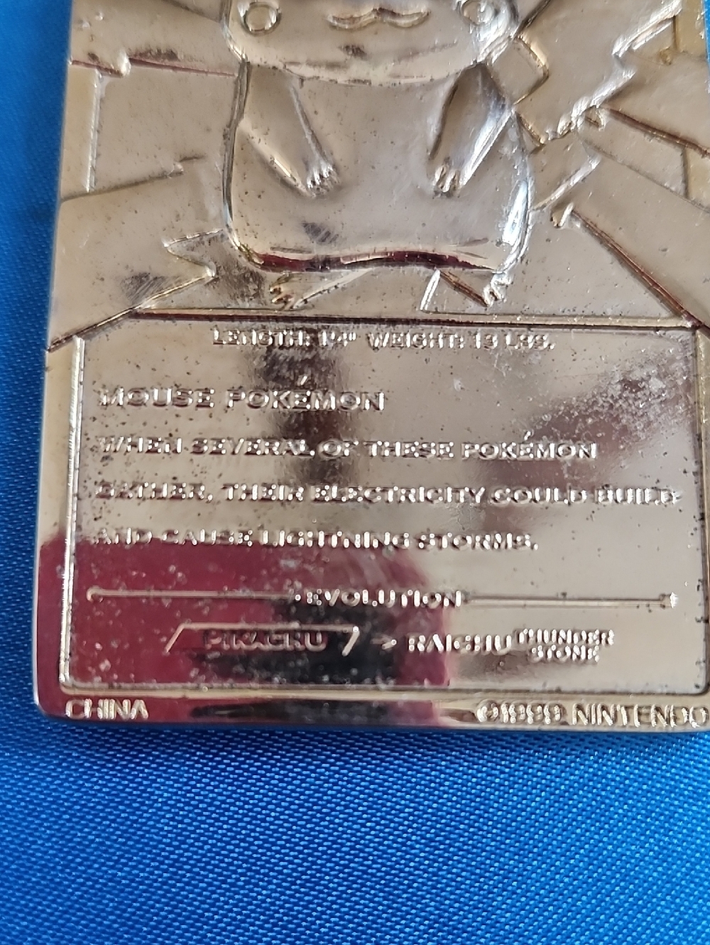 1999 Pokemon Pikachu Gold Plated Card By Nintendo - Picture 6 of 9